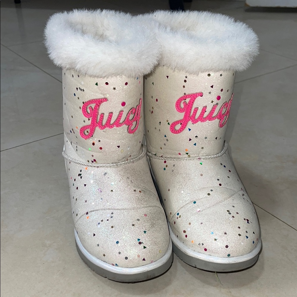 Juicy Couture White Glitter Boots